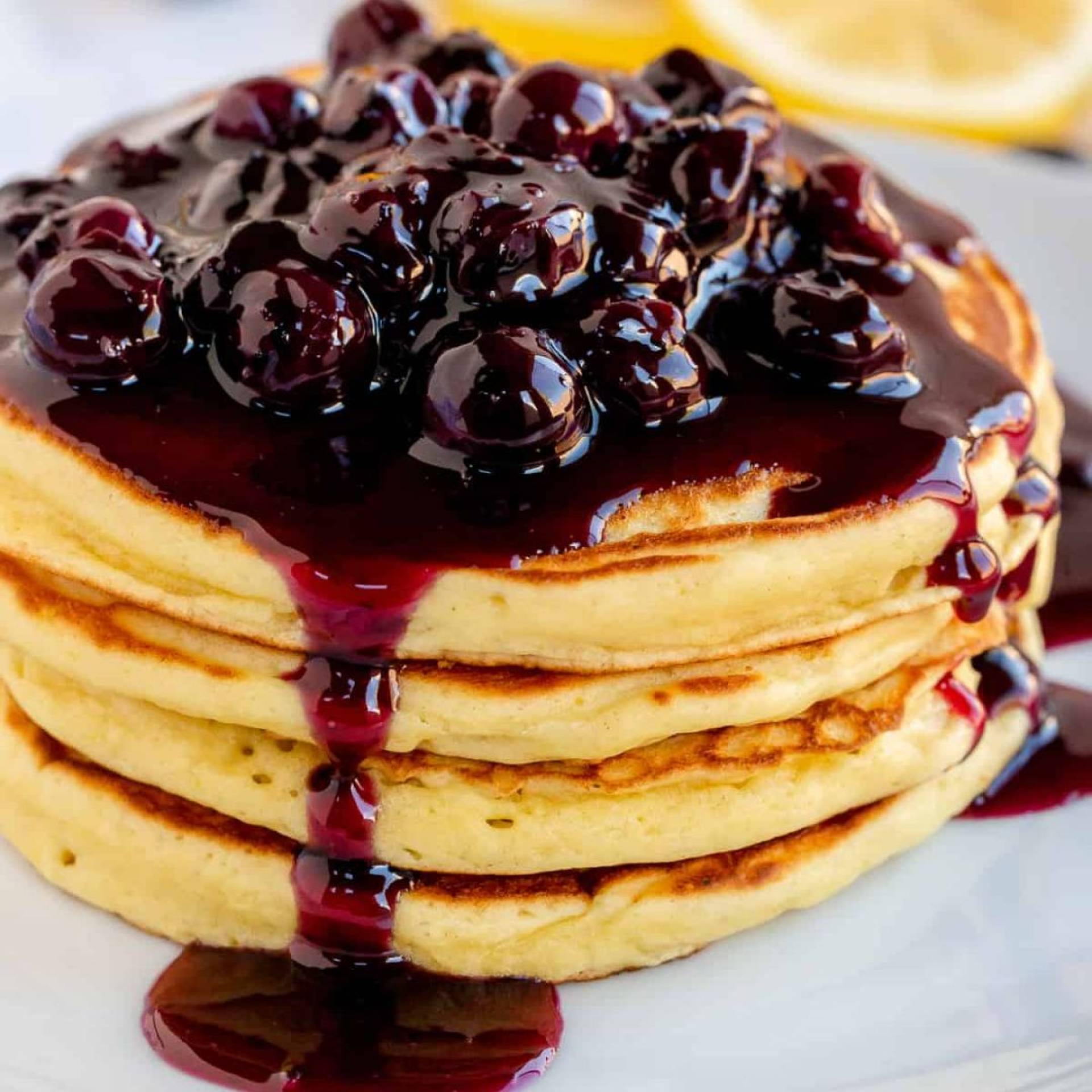 Protein Pancakes with Blueberry Sauce