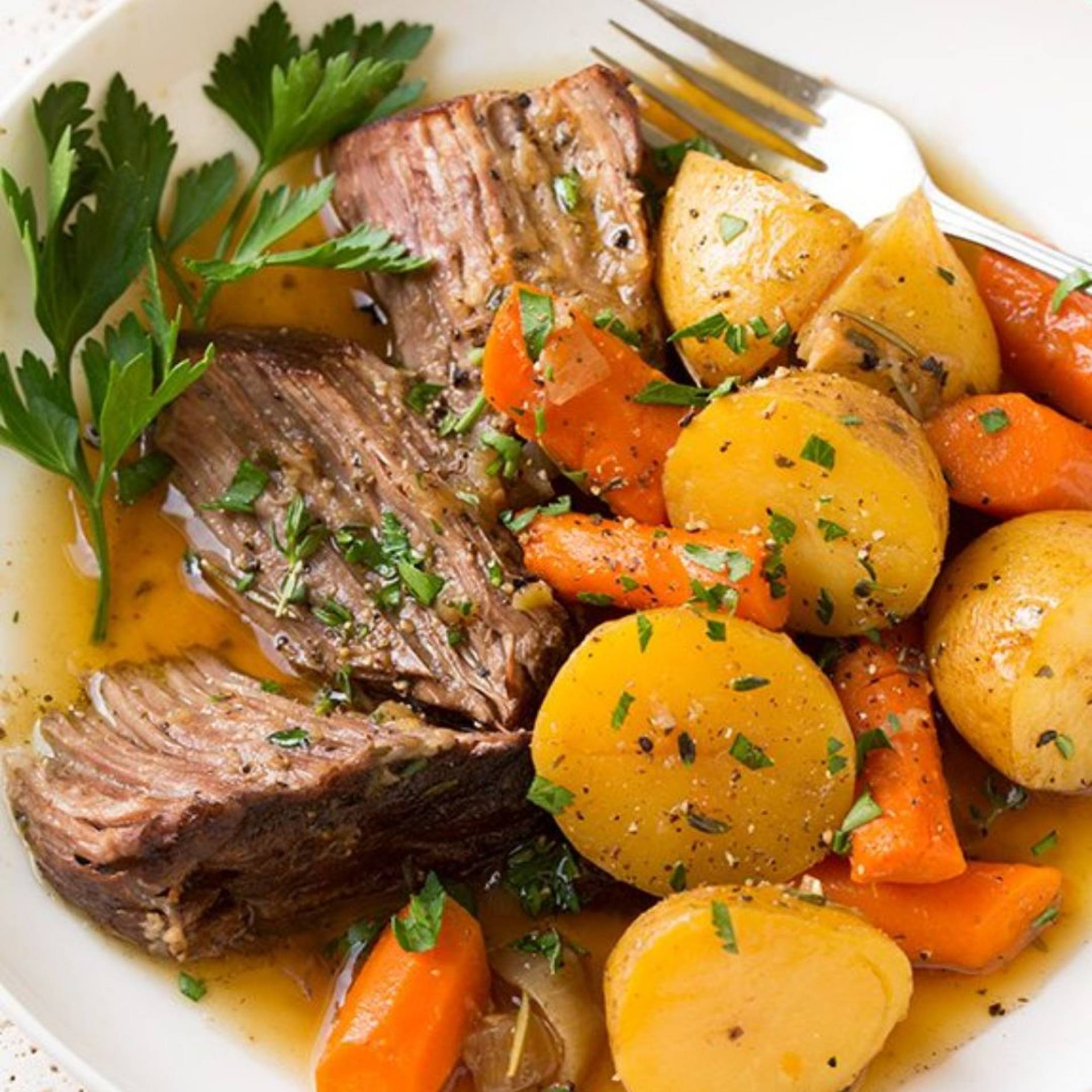 Oven Pot Roast with Carrots, Onions & Potatoes
